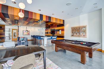 Billiards table in large community clubhouse